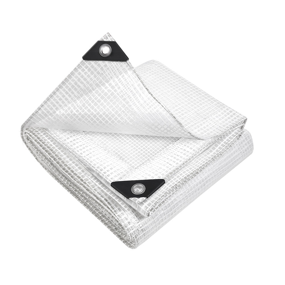 Instahut Tarp Tarpaulin 5x6m Canvas Heavy Duty Camping Cover Clear – PEROZ