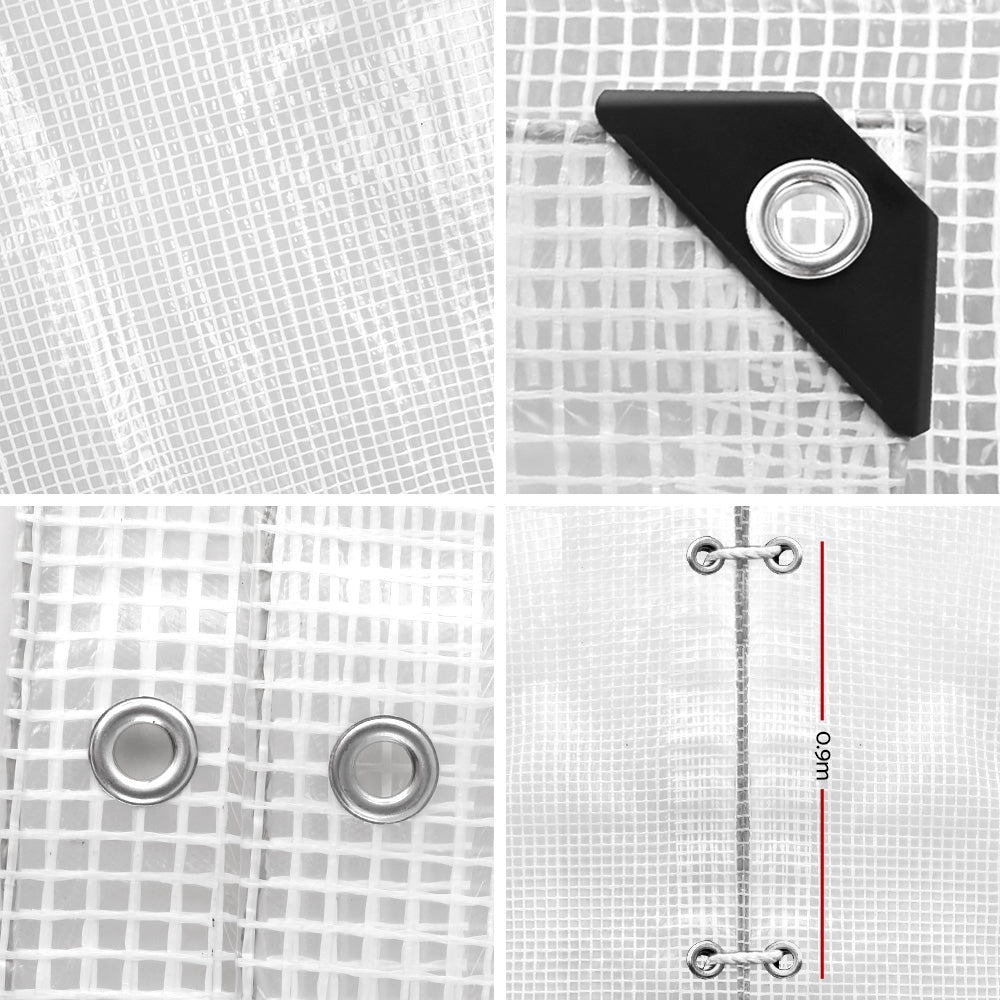 Instahut 6x9m Tarp Camping Tarps Poly Tarpaulin Heavy Duty Cover 135gsm Clear-Home & Garden > Green Houses-PEROZ Accessories