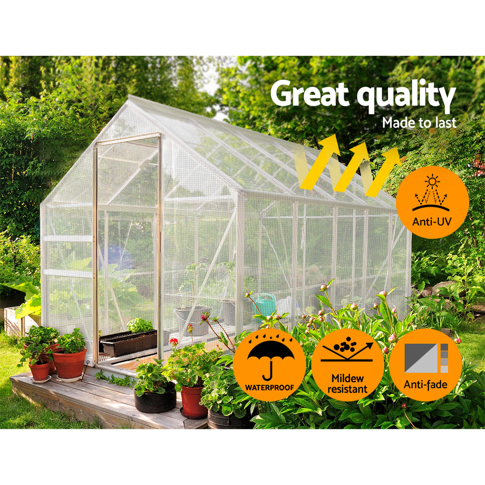 Instahut 9x12m Tarp Camping Tarps Poly Tarpaulin Heavy Duty Cover 135gsm Clear-Home & Garden > Green Houses-PEROZ Accessories