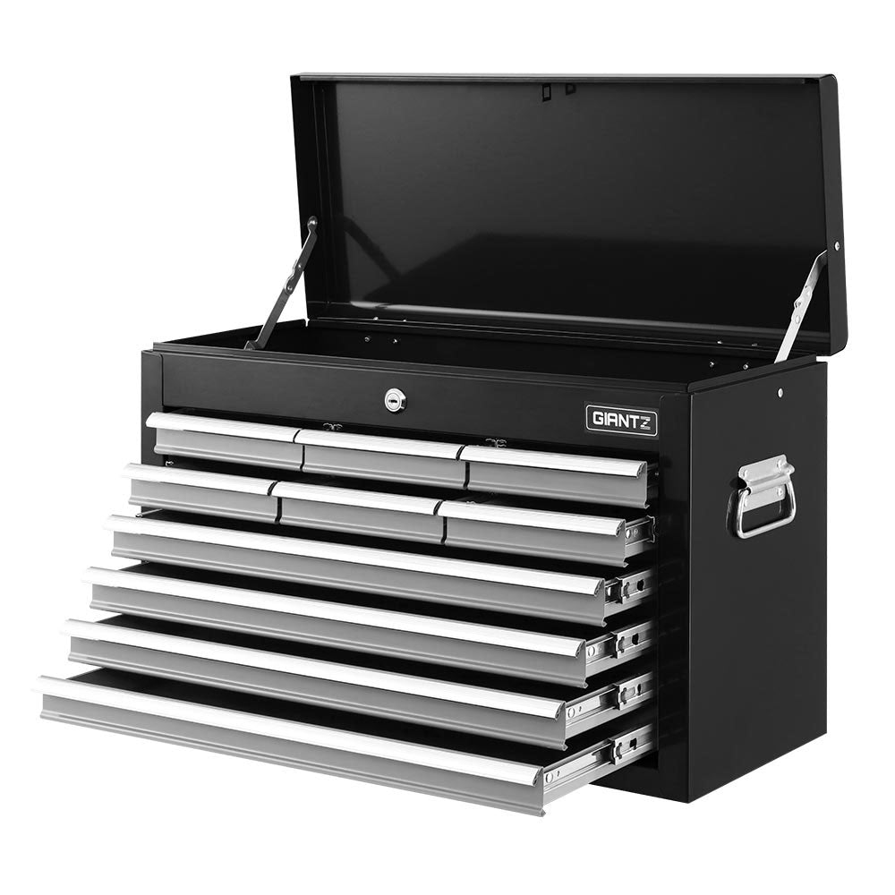 Giantz 10-Drawer Tool Box Chest Cabinet Garage Storage Toolbox Black Silver-Tools > Tools Storage-PEROZ Accessories
