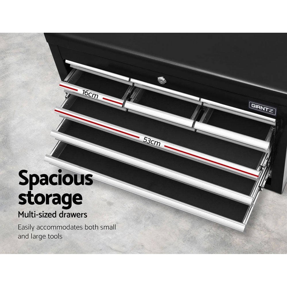 Giantz 10-Drawer Tool Box Chest Cabinet Garage Storage Toolbox Black Silver-Tools > Tools Storage-PEROZ Accessories