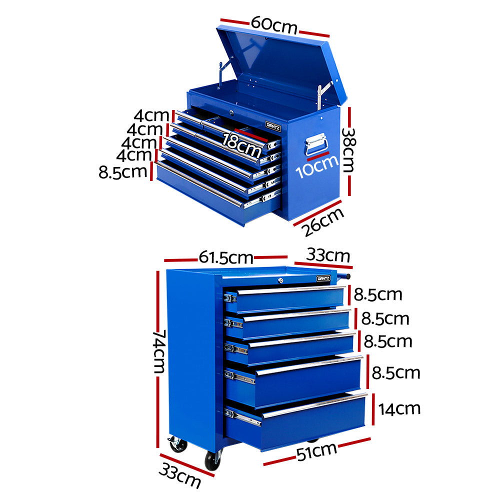 Giantz 14 Drawers Toolbox Chest Cabinet Mechanic Trolley Garage Tool Storage Box-Tools > Tools Storage-PEROZ Accessories
