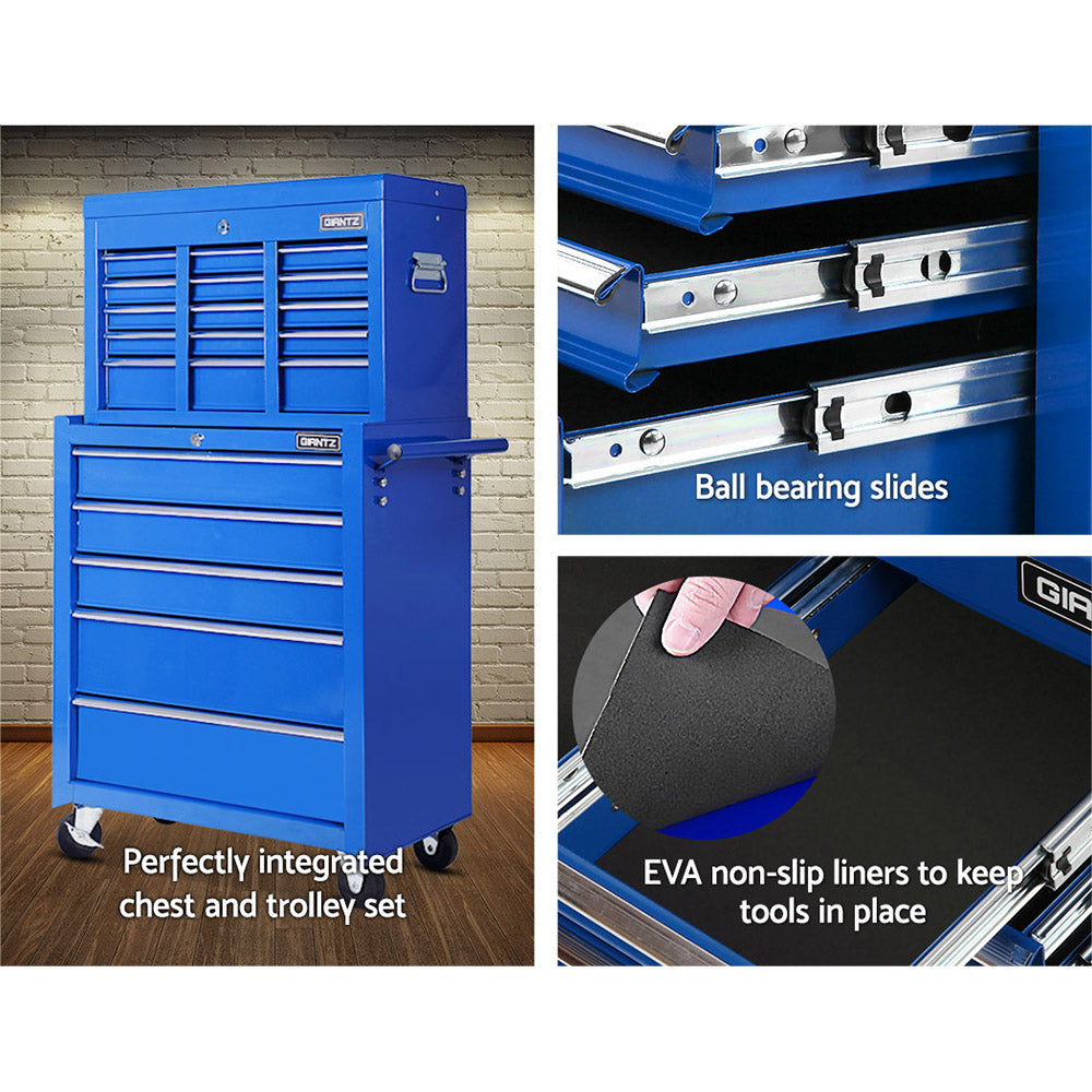 Giantz 14 Drawers Toolbox Chest Cabinet Mechanic Trolley Garage Tool Storage Box-Tools > Tools Storage-PEROZ Accessories