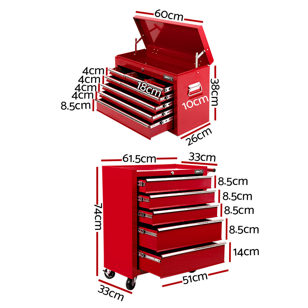 Giantz 14 Drawers Toolbox Chest Cabinet Mechanic Trolley Garage Tool Storage Box-Tools > Tools Storage-PEROZ Accessories