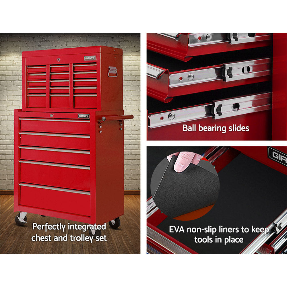 Giantz 14 Drawers Toolbox Chest Cabinet Mechanic Trolley Garage Tool Storage Box-Tools > Tools Storage-PEROZ Accessories