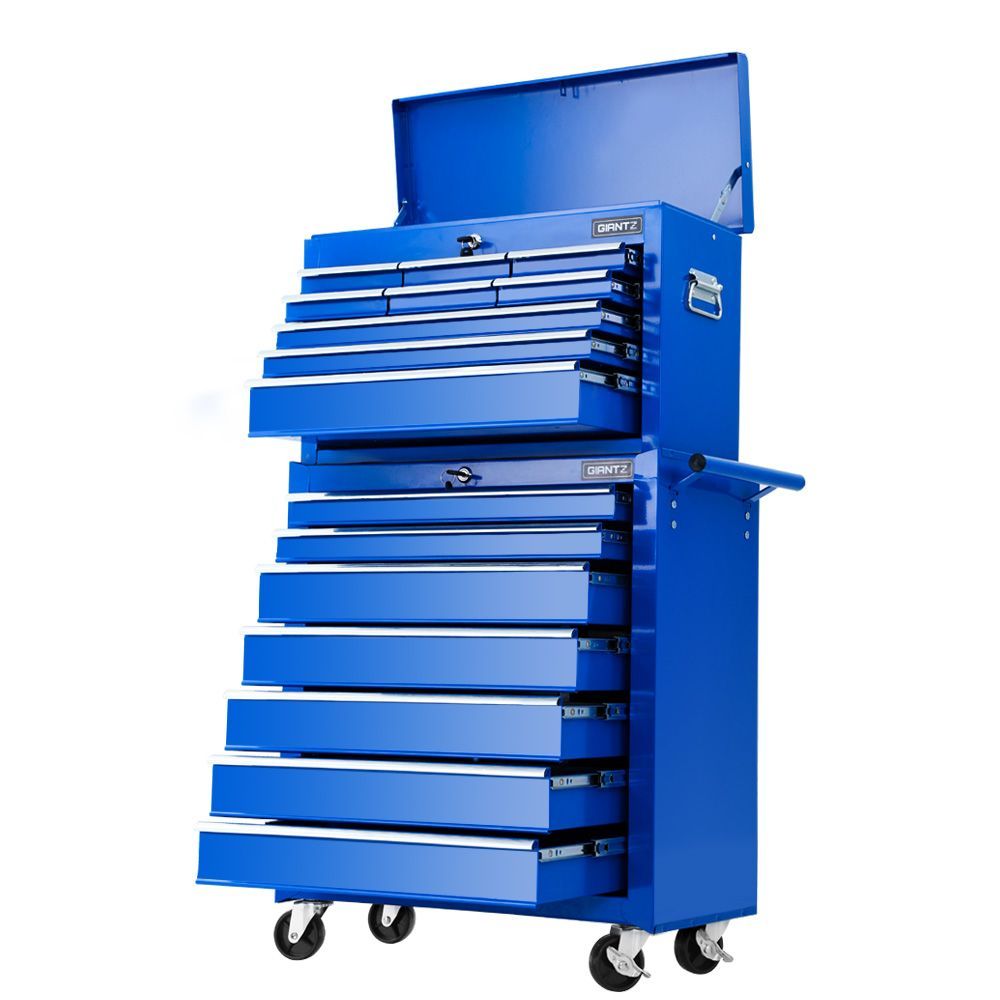 Giantz Tool Chest and Trolley Box Cabinet 16 Drawers Cart Garage Storage Blue-Tools > Tools Storage-PEROZ Accessories