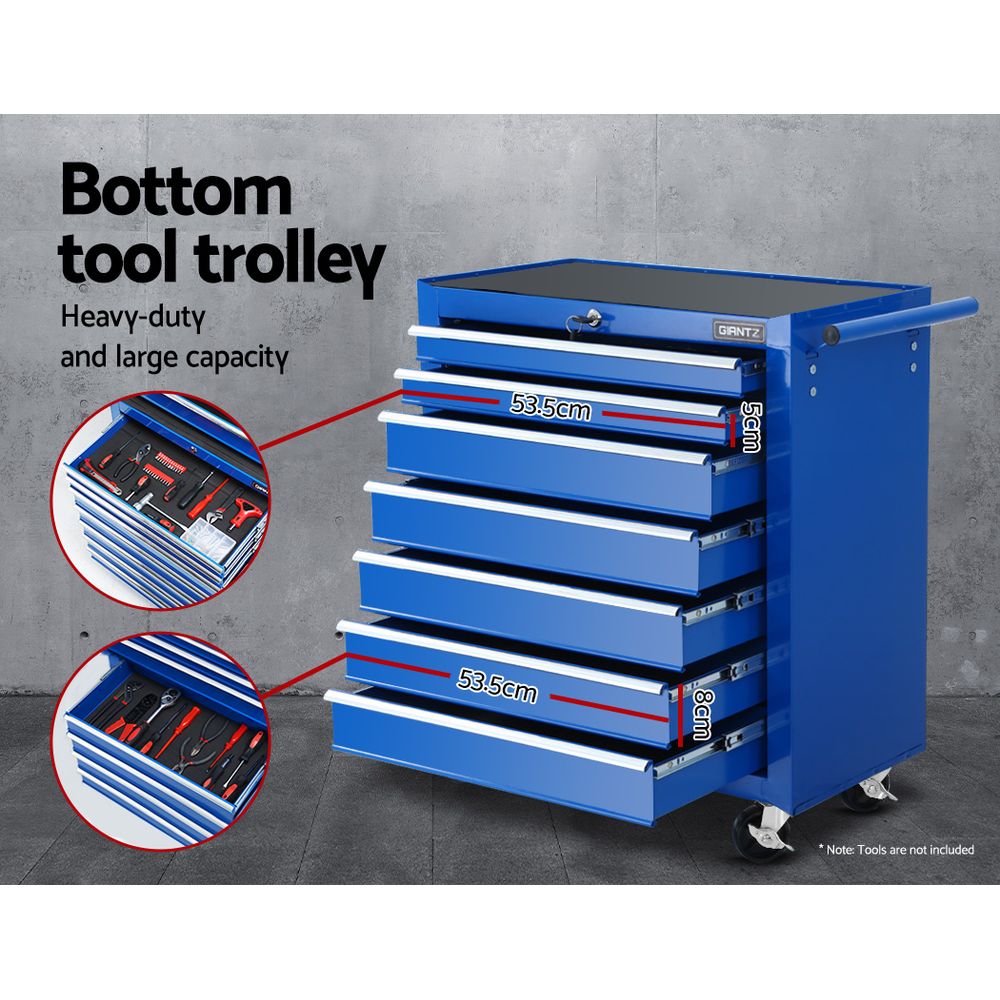 Giantz Tool Chest and Trolley Box Cabinet 16 Drawers Cart Garage Storage Blue-Tools > Tools Storage-PEROZ Accessories