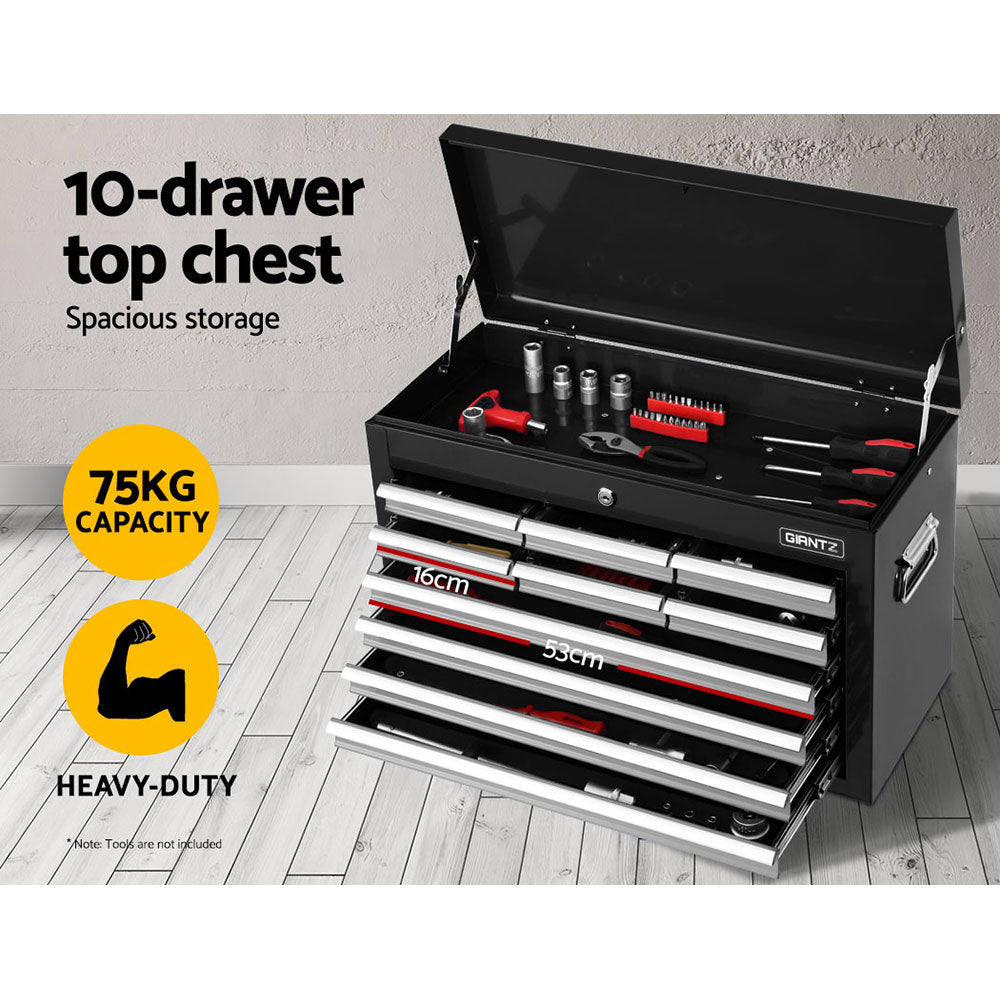 Giantz 17 Drawers Tool Box Trolley Chest Cabinet Cart Garage Mechanic Toolbox Black and Grey-Tools > Tools Storage-PEROZ Accessories