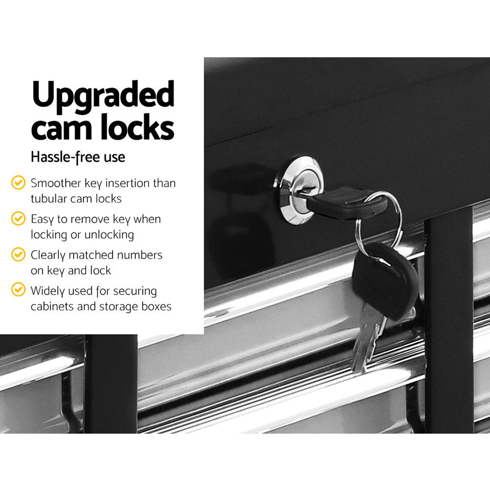 Giantz 17 Drawers Tool Box Trolley Chest Cabinet Cart Garage Mechanic Toolbox Black and Grey-Tools > Tools Storage-PEROZ Accessories