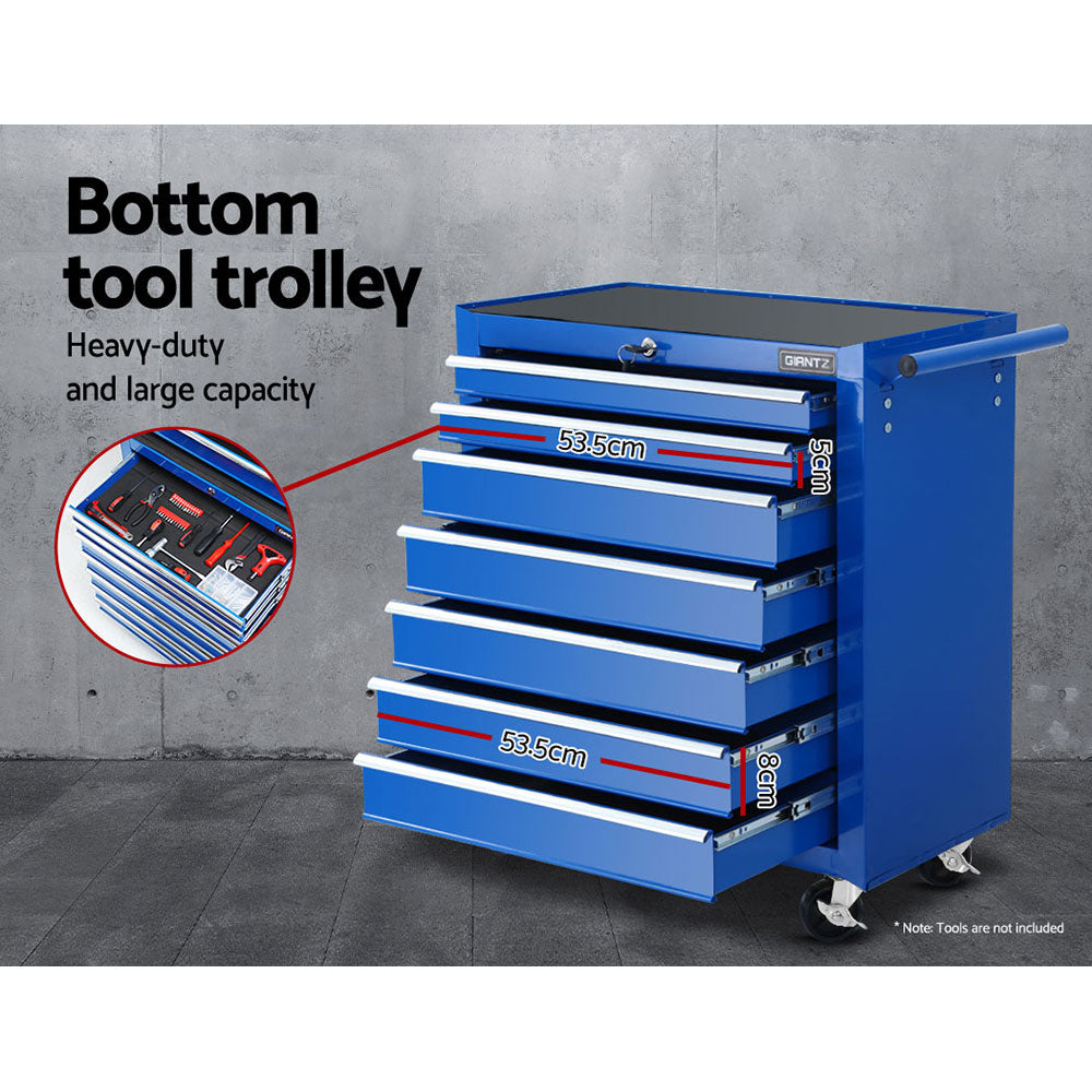 Giantz 17 Drawers Tool Box Trolley Chest Cabinet Cart Garage Mechanic Toolbox Blue-Tools > Tools Storage-PEROZ Accessories
