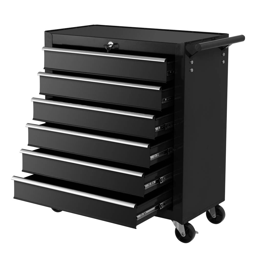 Giantz Tool Box Trolley Chest Cabinet 6 Drawers Cart Garage Toolbox Set Black-Tools > Tools Storage-PEROZ Accessories