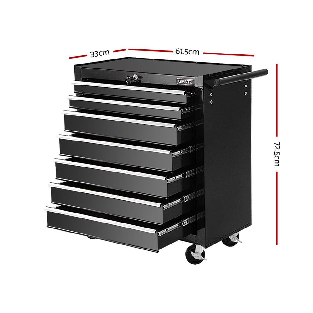 Giantz Tool Chest and Trolley Box Cabinet 7 Drawers Cart Garage Storage Black-Tools > Tools Storage-PEROZ Accessories
