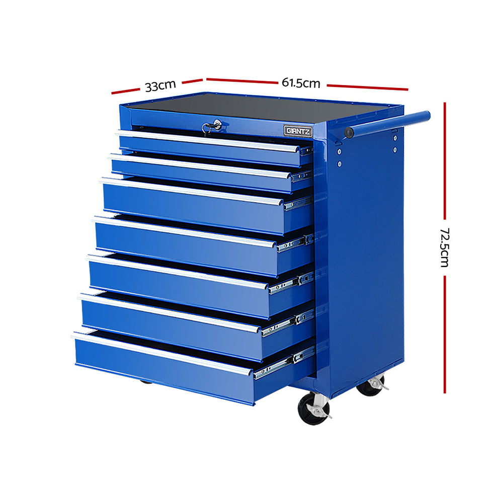 Giantz Tool Chest and Trolley Box Cabinet 7 Drawers Cart Garage Storage Blue-Tools > Tools Storage-PEROZ Accessories