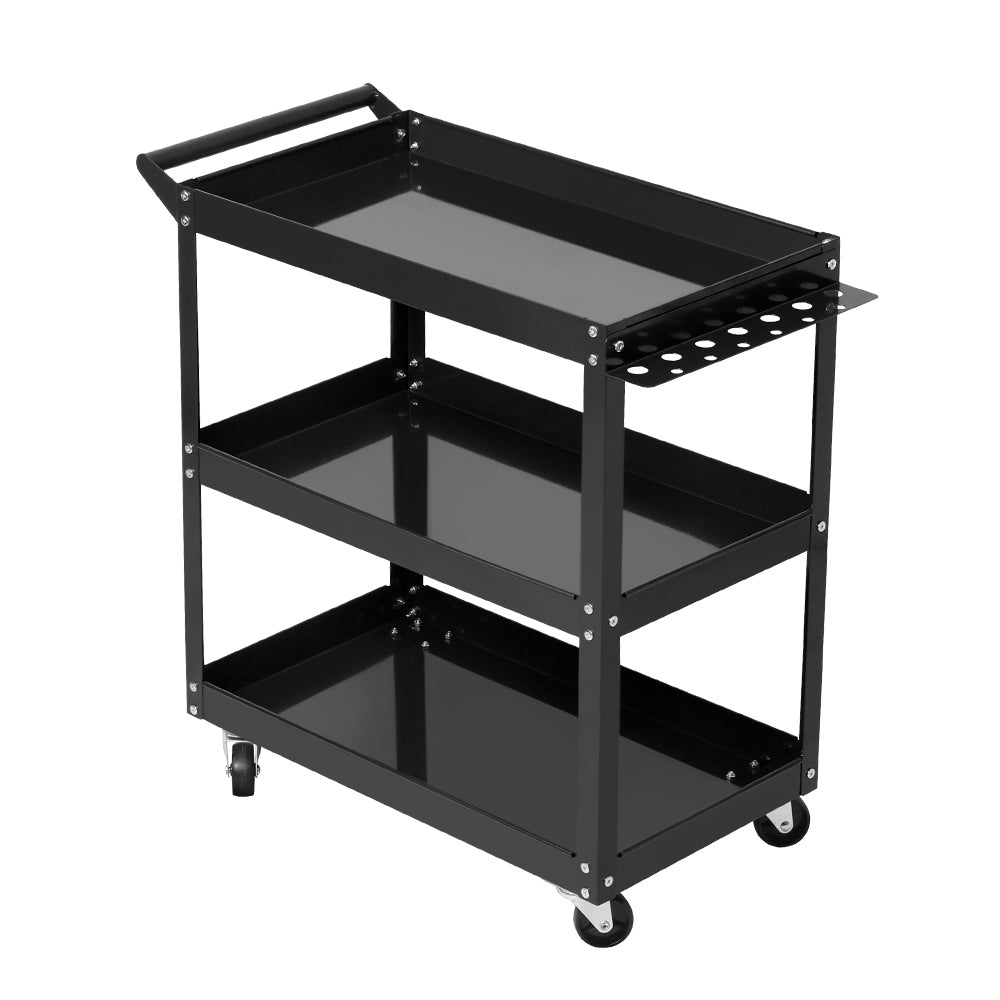 Giantz Tool Cart 3 Tier Parts Steel Trolley Mechanic Storage Organizer Black-Tools > Tools Storage-PEROZ Accessories