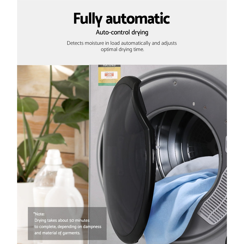 Devanti 5kg Tumble Dryer Fully Auto Wall Mount Kit Clothes Machine Vented Silver-Appliances > Washers & Dryers-PEROZ Accessories