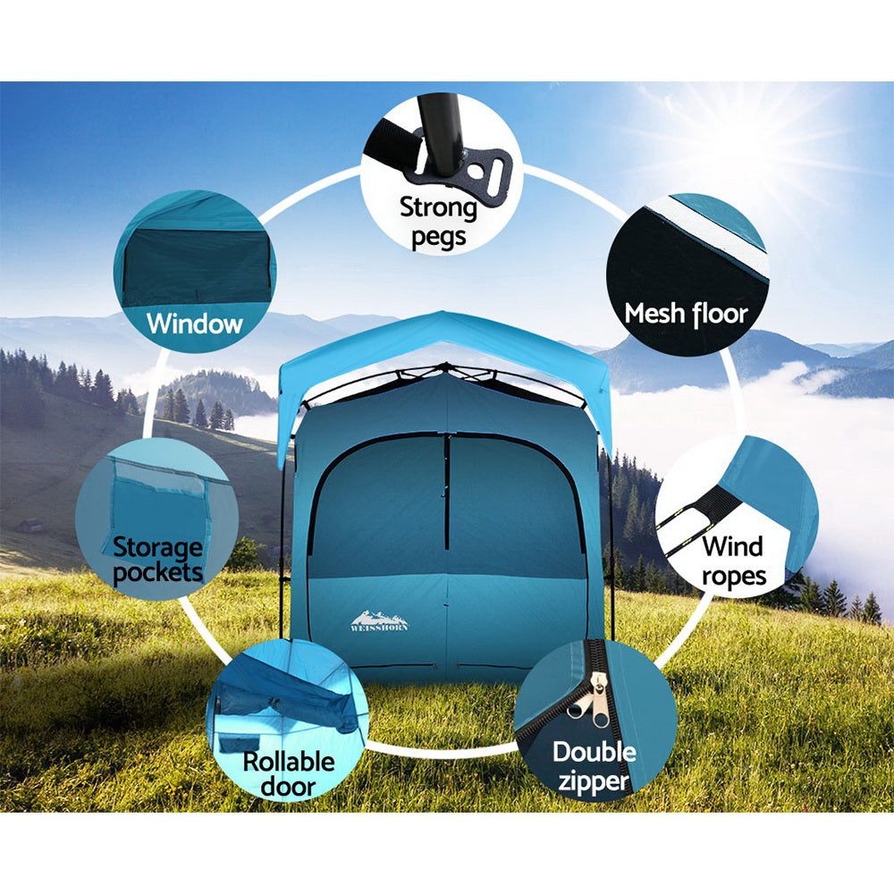 Weisshorn Pop Up Camping Shower Tent Portable Toilet Outdoor Change Room Blue-Outdoor > Camping-PEROZ Accessories