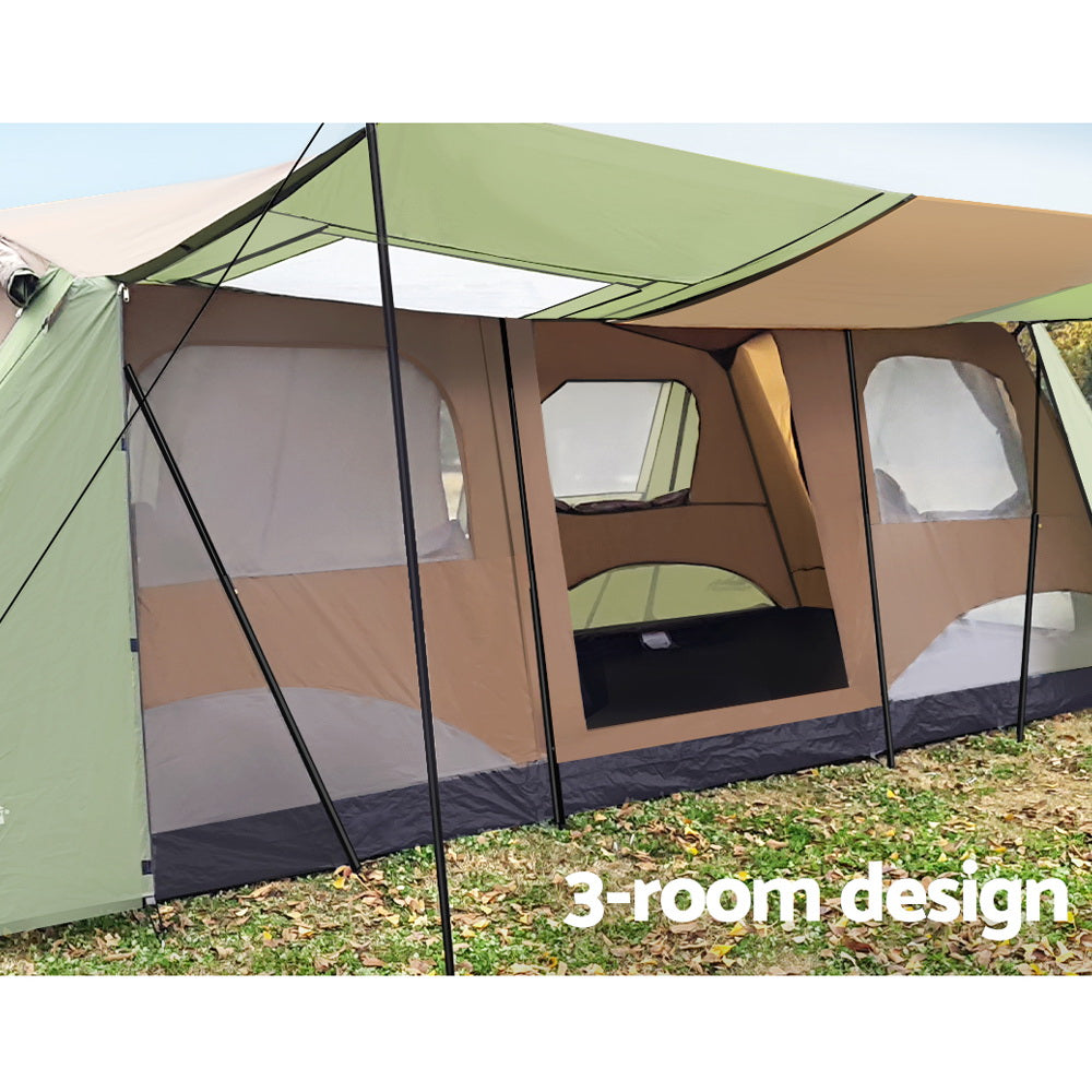 Weisshorn Camping Tent 10 Person Instant Up Tents Outdoor Family Hiking 3 Rooms-Outdoor > Camping-PEROZ Accessories