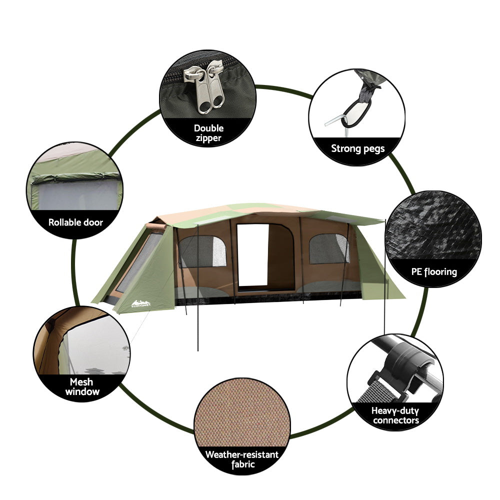 Weisshorn Camping Tent 10 Person Instant Up Tents Outdoor Family Hiking 3 Rooms-Outdoor > Camping-PEROZ Accessories