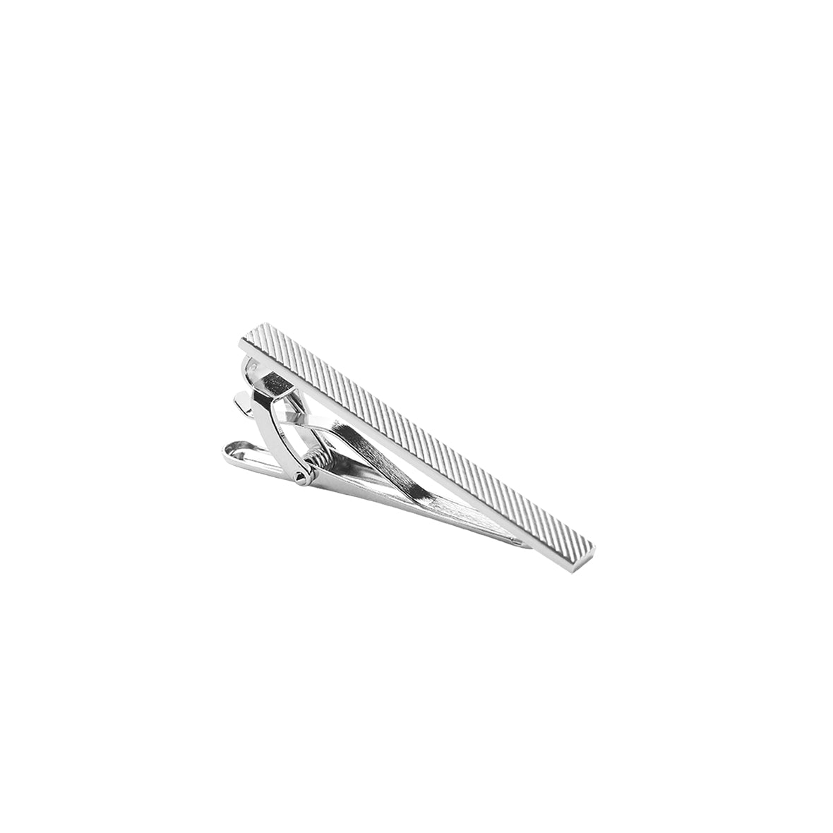 TIE BAR. Striped Nickel-Tie Bars-PEROZ Accessories
