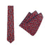 TIE + POCKET SQUARE SET. Jocelyn Proust Gum Blossom Print. Red/Navy. Supplied with matching pocket square.-Ties-PEROZ Accessories
