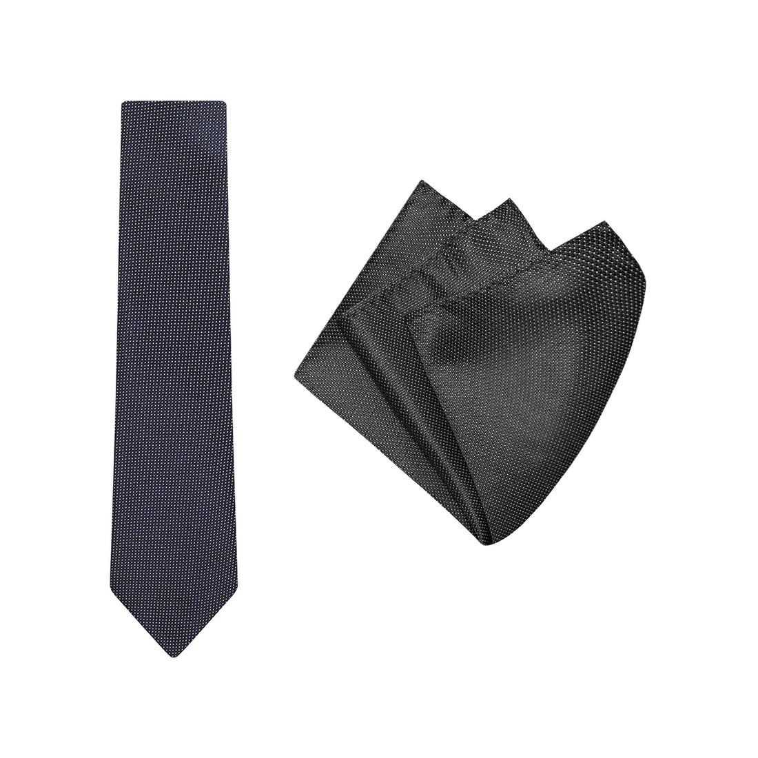 TIE + POCKET SQUARE SET. Micro Spot. Black. Supplied with matching pocket square.-Ties-PEROZ Accessories