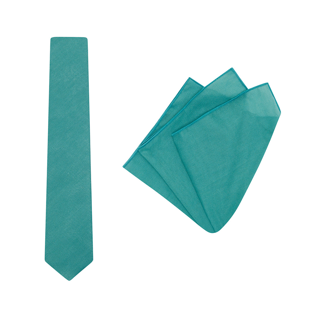TIE + POCKET SQUARE SET. Teal. Supplied with matching pocket square.-Ties-PEROZ Accessories