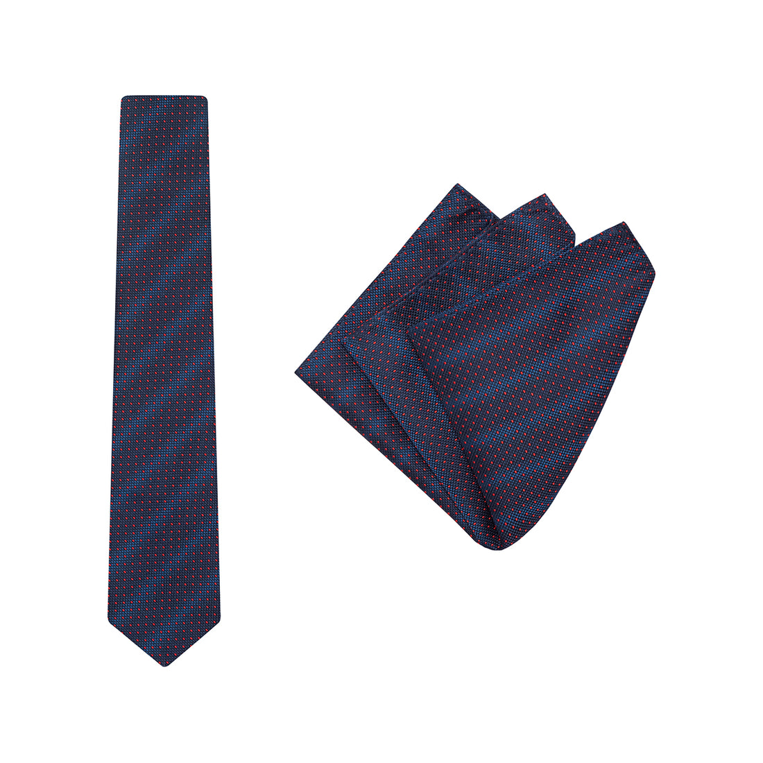 TIE + POCKET SQUARE SET. Speck. Red. Supplied with matching pocket square.-Ties-PEROZ Accessories