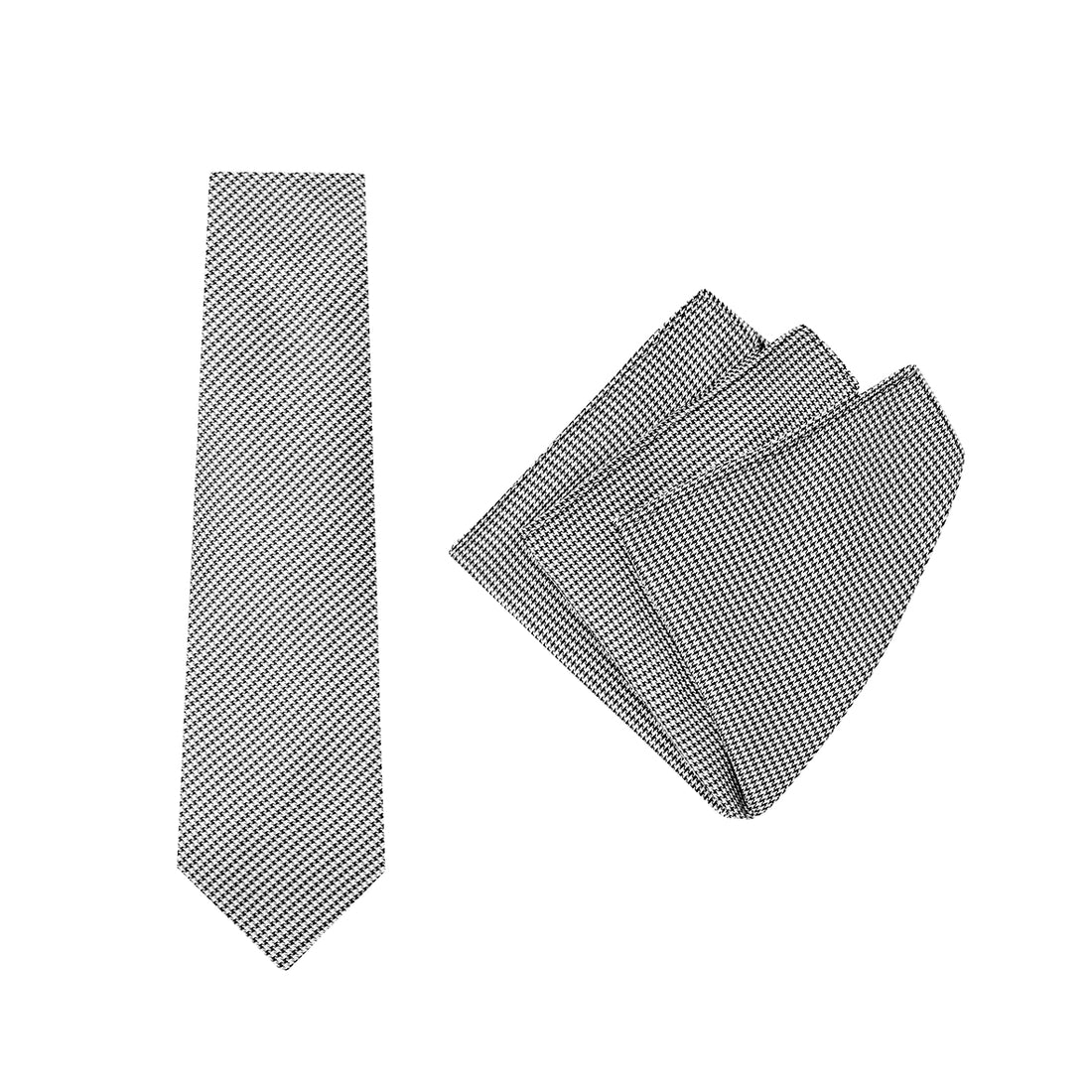 TIE + POCKET SQUARE SET. Vintage. Dogtooth. Supplied with matching pocket square.-Ties-PEROZ Accessories