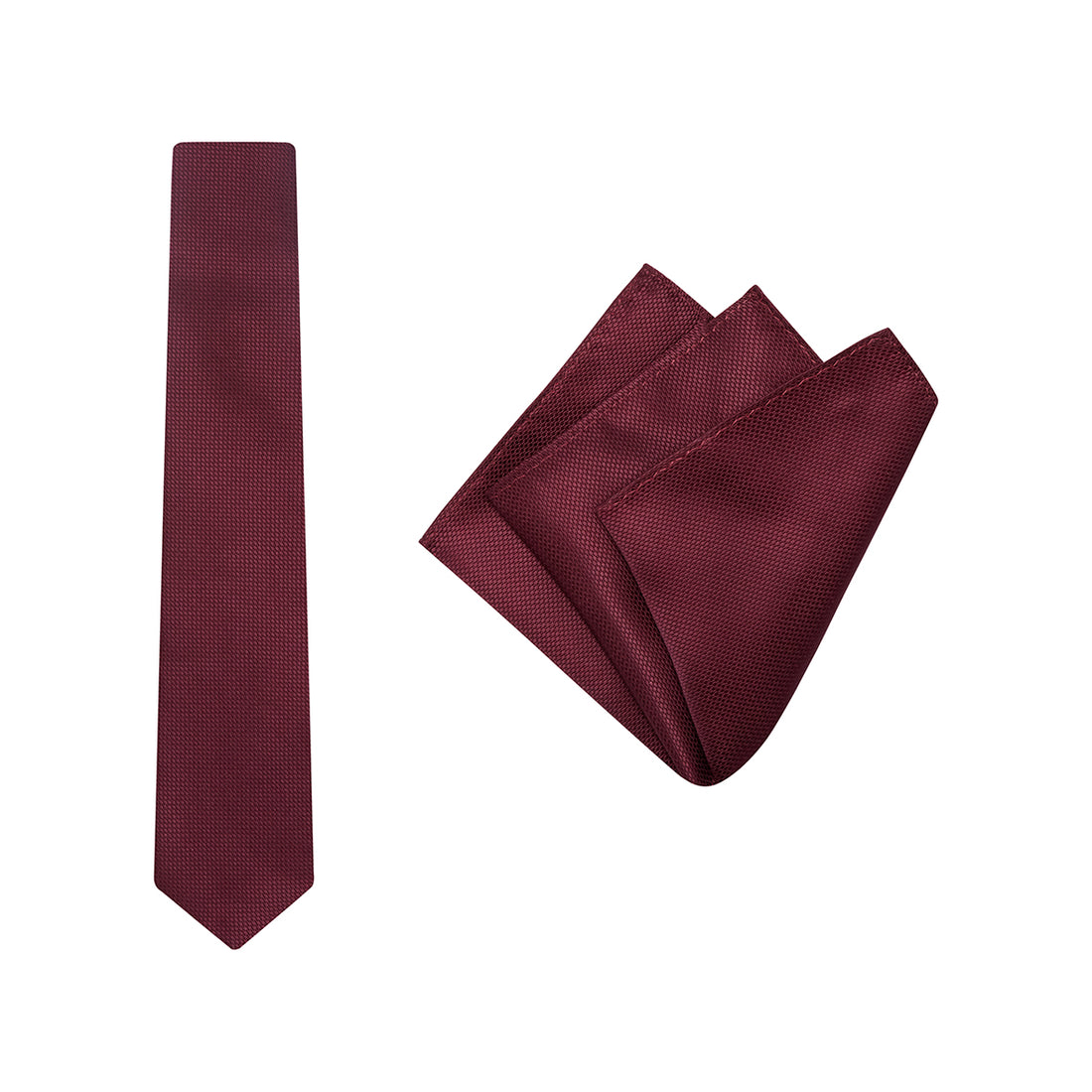 TIE + POCKET SQUARE SET. Wedding. Maroon. Supplied with matching pocket square.-Ties-PEROZ Accessories