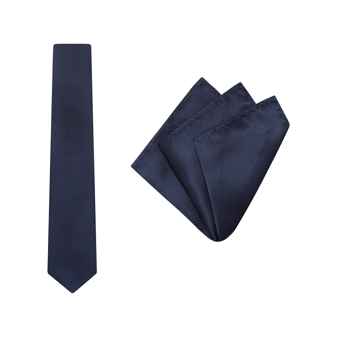 TIE + POCKET SQUARE SET. Wedding. Navy. Supplied with matching pocket square.-Ties-PEROZ Accessories