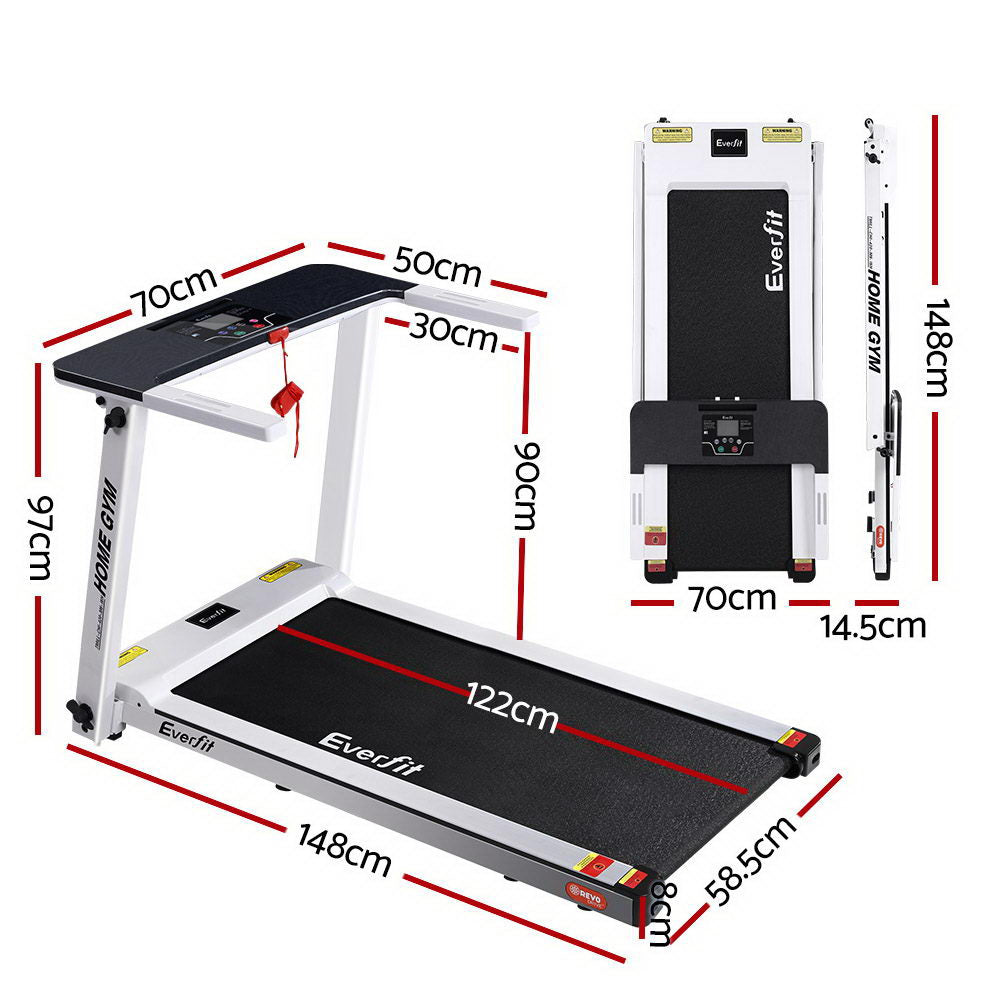 Everfit Electric Treadmill Home Gym Exercise Running Machine Fitness Equipment Compact Fully Foldable 420mm Belt White-Sports & Fitness > Fitness Accessories-PEROZ Accessories
