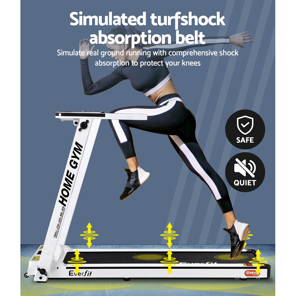 Everfit Electric Treadmill Home Gym Exercise Running Machine Fitness Equipment Compact Fully Foldable 420mm Belt White-Sports & Fitness > Fitness Accessories-PEROZ Accessories