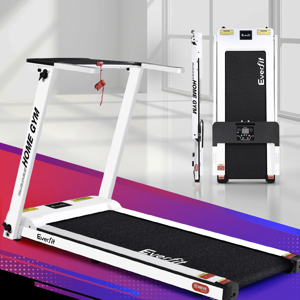 Everfit Electric Treadmill Home Gym Exercise Running Machine Fitness Equipment Compact Fully Foldable 420mm Belt White-Sports & Fitness > Fitness Accessories-PEROZ Accessories