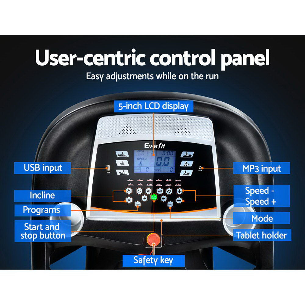 Everfit Electric Treadmill 45cm Incline Running Home Gym Fitness Machine Black-Sports & Fitness > Fitness Accessories-PEROZ Accessories