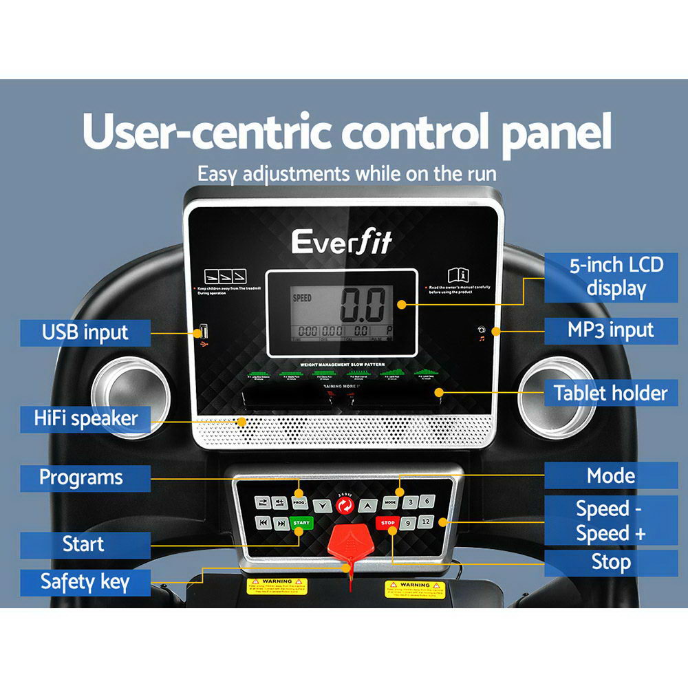 Everfit Electric Treadmill 420mm 18kmh Home Gym Exercise Machine Fitness Equipment Physical-Sports & Fitness > Fitness Accessories-PEROZ Accessories