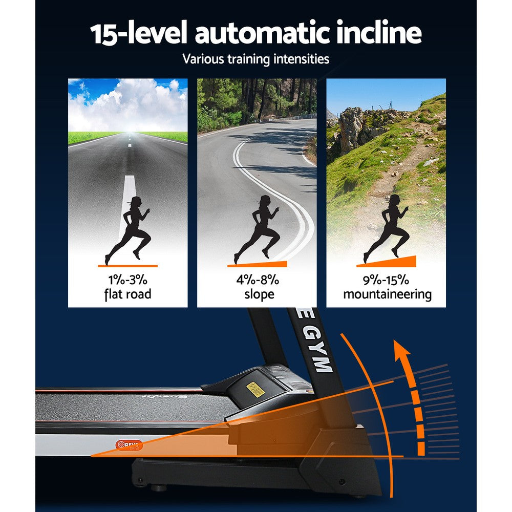 Everfit Electric Treadmill 45cm Incline Running Home Gym Fitness Machine Black-Sports & Fitness > Fitness Accessories-PEROZ Accessories