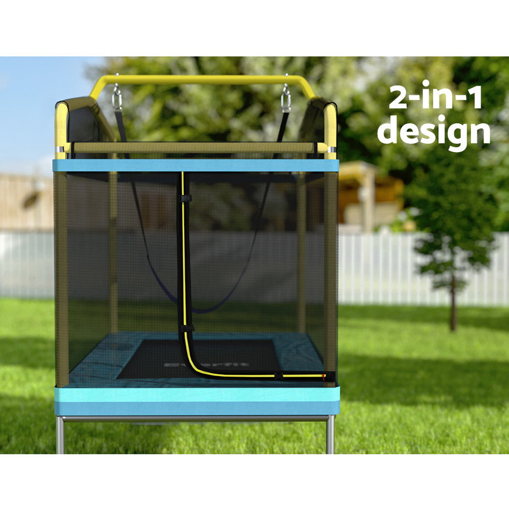 Everfit Trampoline 6FT Kids 2-in-1 Swing Belt Safety Net Gift Rectangle Yellow-Sports & Fitness > Trampolines-PEROZ Accessories