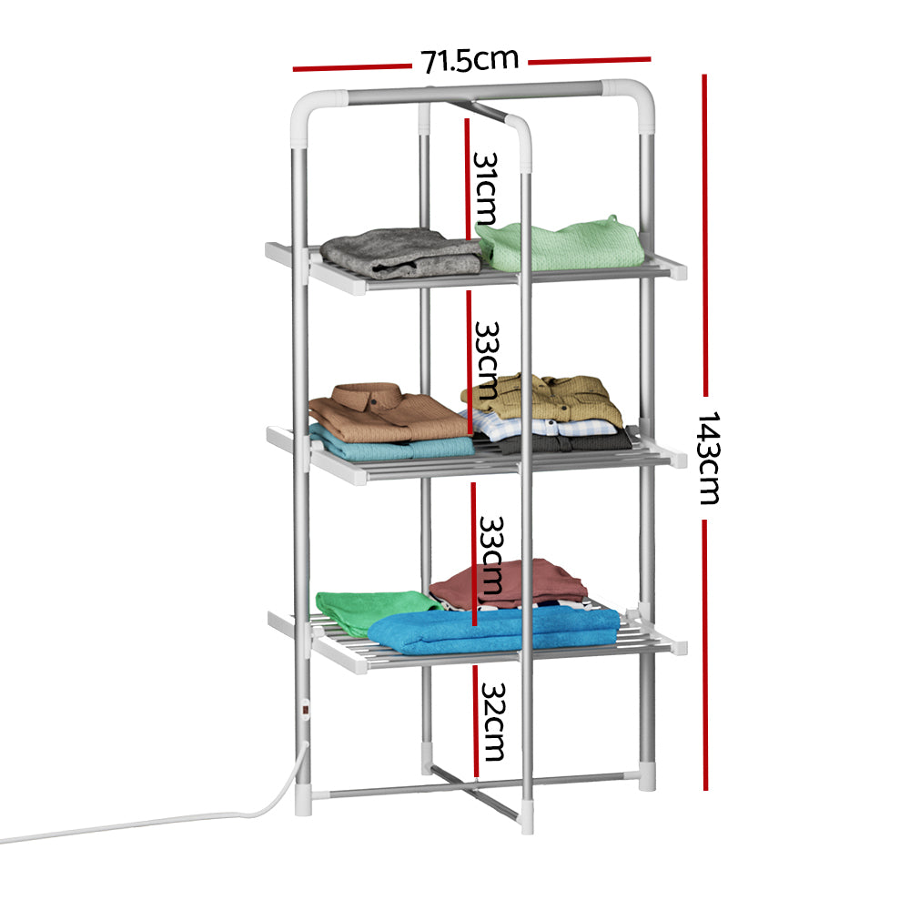 Devanti Electric Heated Towel Clothes Rail Rack Airer Dryer Warmer Stand 300W-Home & Garden > Bathroom Accessories-PEROZ Accessories