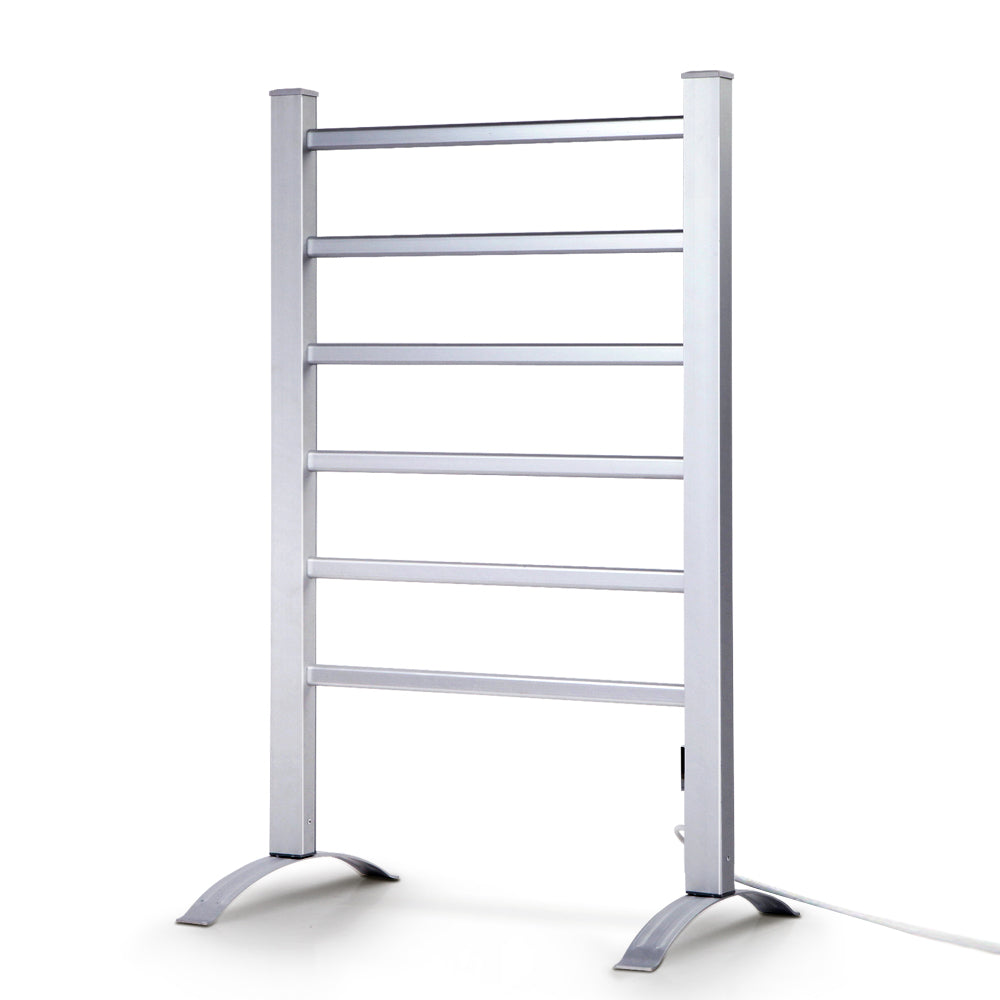 Devanti Electric Heated Towel Rail Rails Warmer Rack Aluminium 6 Bars-Home & Garden > Bathroom Accessories-PEROZ Accessories