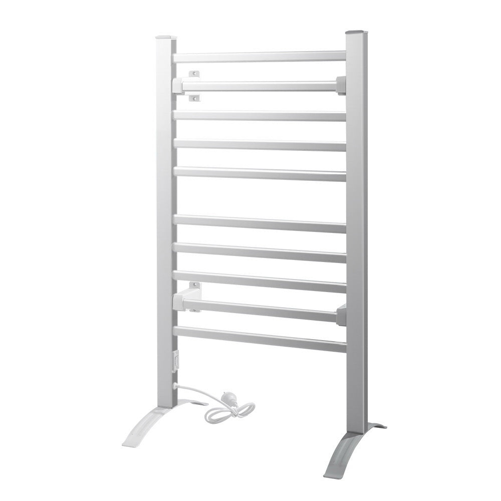 Devanti Electric Heated Towel Rail Rails Warmer Rack Aluminium 10 Bars-Home & Garden > Bathroom Accessories-PEROZ Accessories