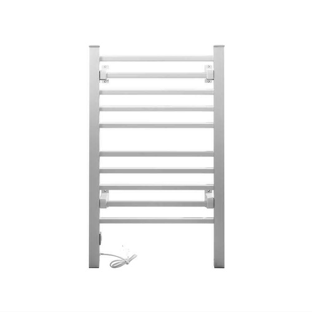Devanti Electric Heated Towel Rail Rails Warmer Rack Aluminium 10 Bars-Home & Garden > Bathroom Accessories-PEROZ Accessories