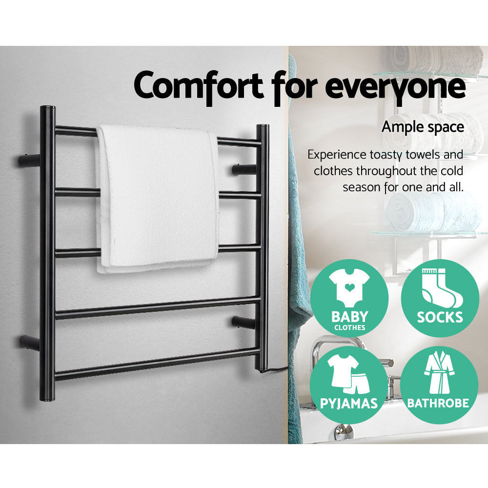 Devanti Heated Towel Rail Electric Warmer Heater Rails Holder Rack Wall Mounted-Home & Garden > DIY-PEROZ Accessories
