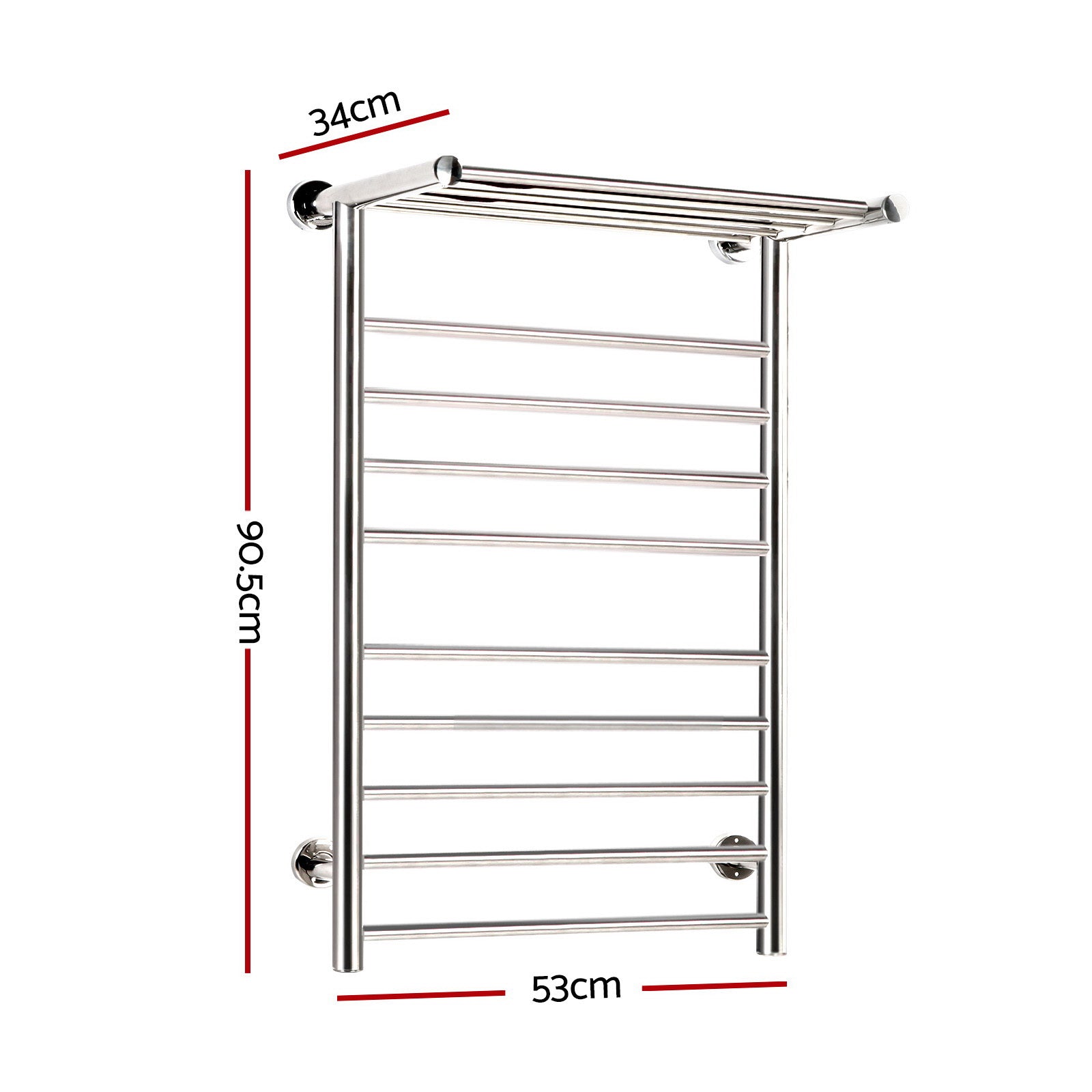 Devanti Electric Heated Towel Rail Warmer Heater Rails Rack Wall Mounted 14 Bar-Home & Garden > DIY-PEROZ Accessories