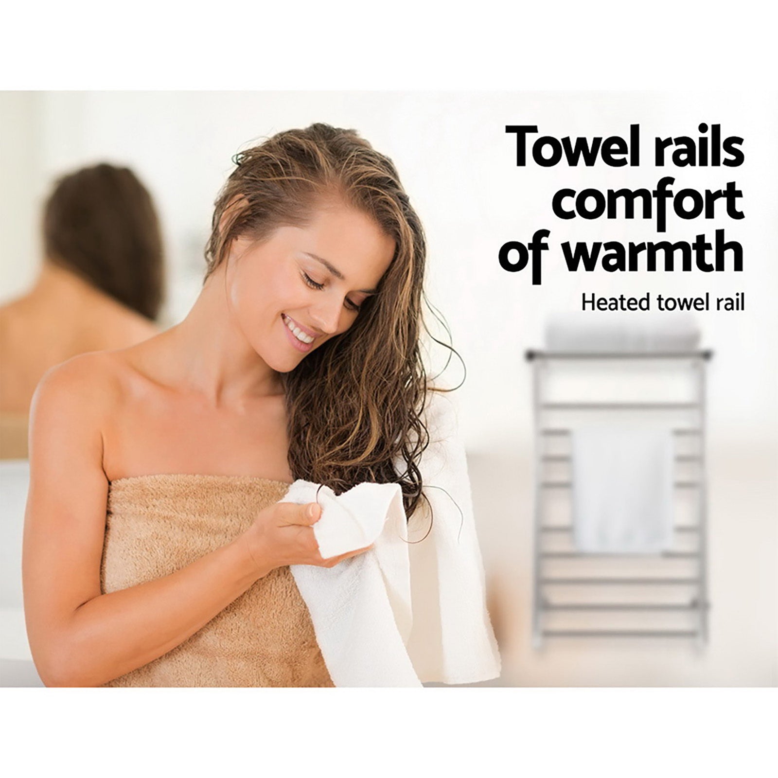Devanti Electric Heated Towel Rail Warmer Heater Rails Rack Wall Mounted 14 Bar-Home & Garden > DIY-PEROZ Accessories