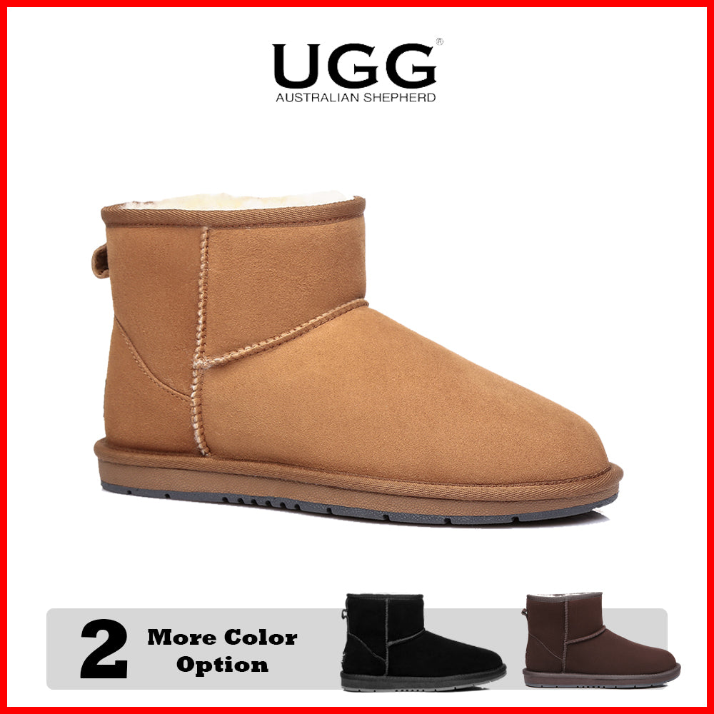Water Resistant | UGG Boots Unisex Mini Classic Suede Sheepskin Wool Australian Shepherd-Boots-PEROZ Accessories