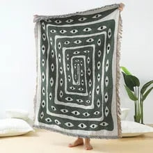 Anyhouz Green Blanket Eye Snake Throw Blanket Home Decor Carpet Wall Hanging Outdoor Camping Picnic Mat Beach Mat-Blankets-PEROZ Accessories