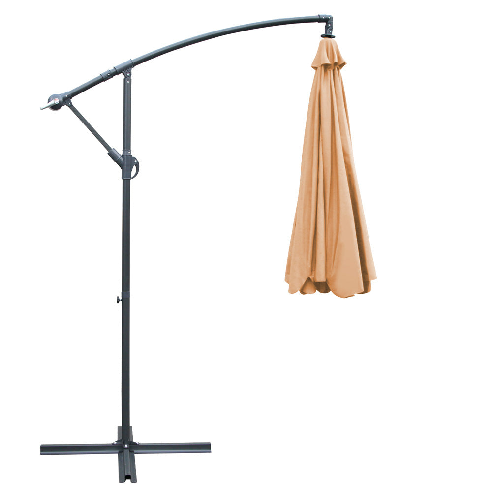 Instahut 3M Cantilevered Outdoor Umbrella - Beige-Furniture > Outdoor-PEROZ Accessories