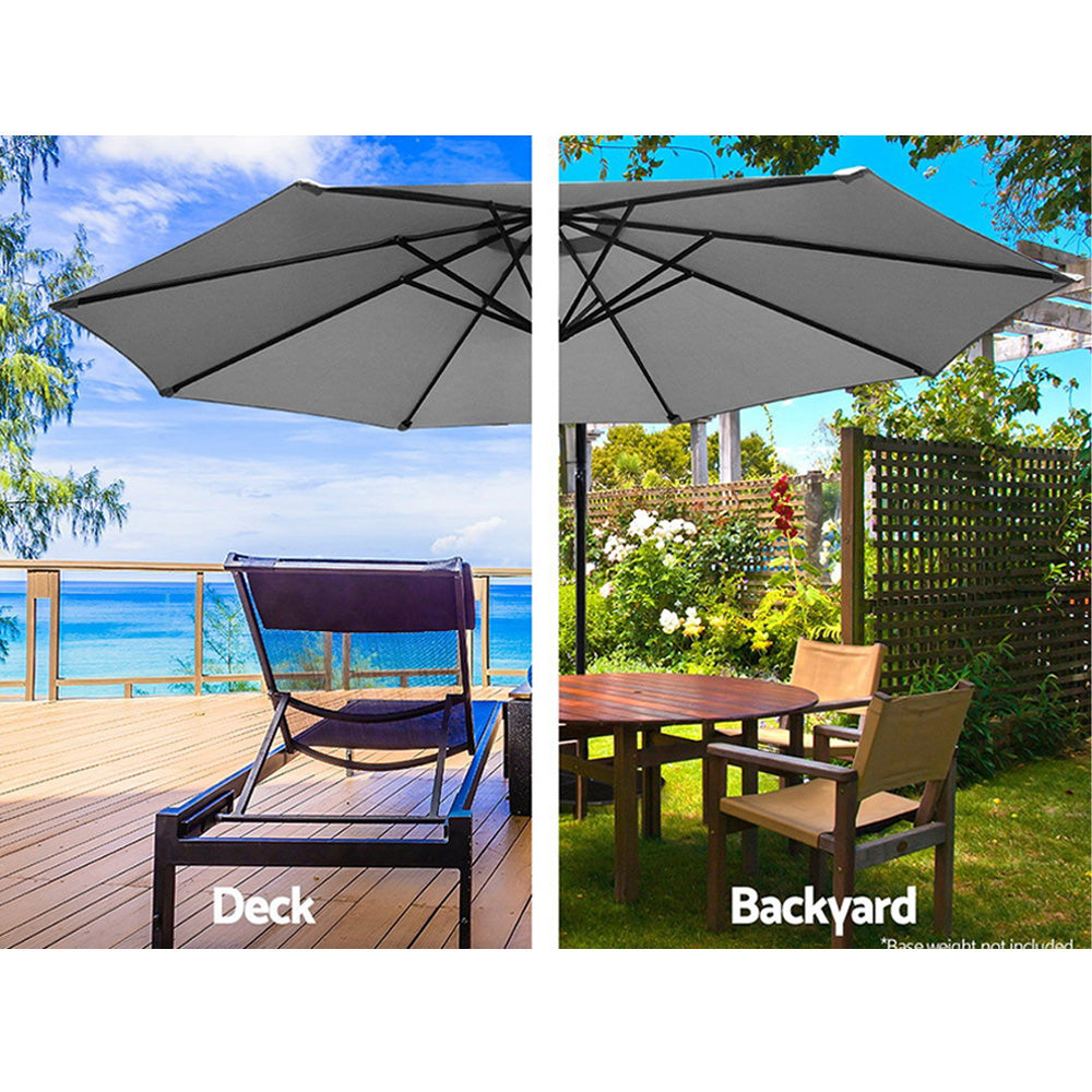 Instahut Outdoor Umbrella 3M Cantilever Beach Garden Grey-Furniture > Outdoor-PEROZ Accessories