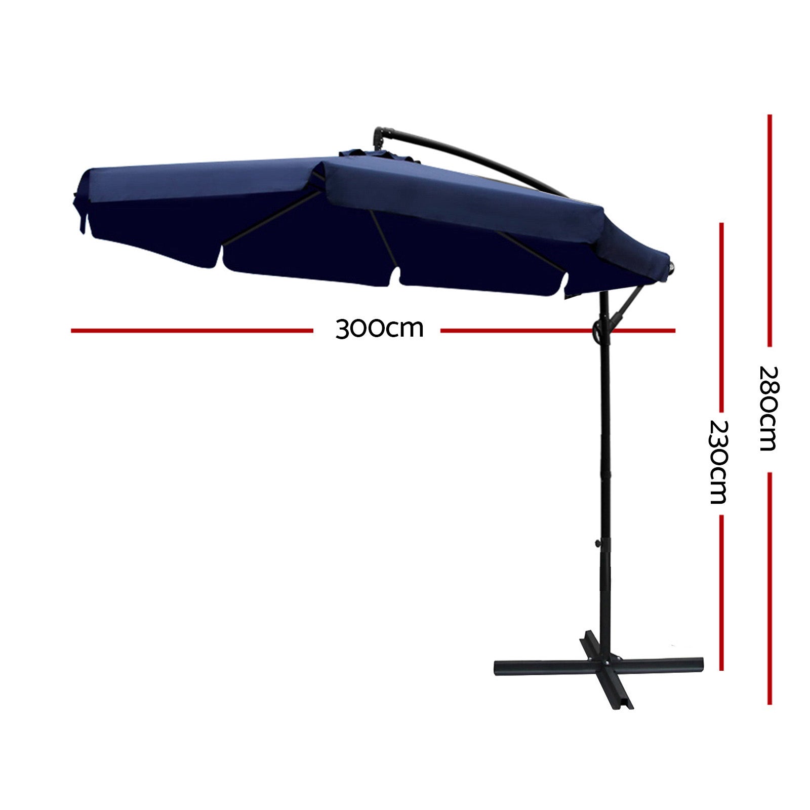 Instahut 3M Outdoor Umbrella - Navy-Furniture > Outdoor-PEROZ Accessories