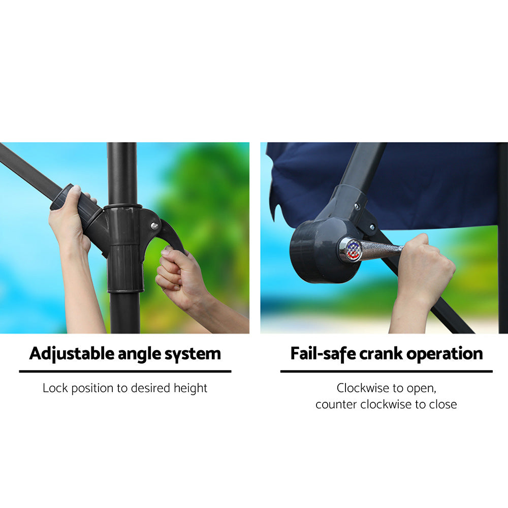 Instahut 3M Outdoor Umbrella - Navy-Furniture > Outdoor-PEROZ Accessories